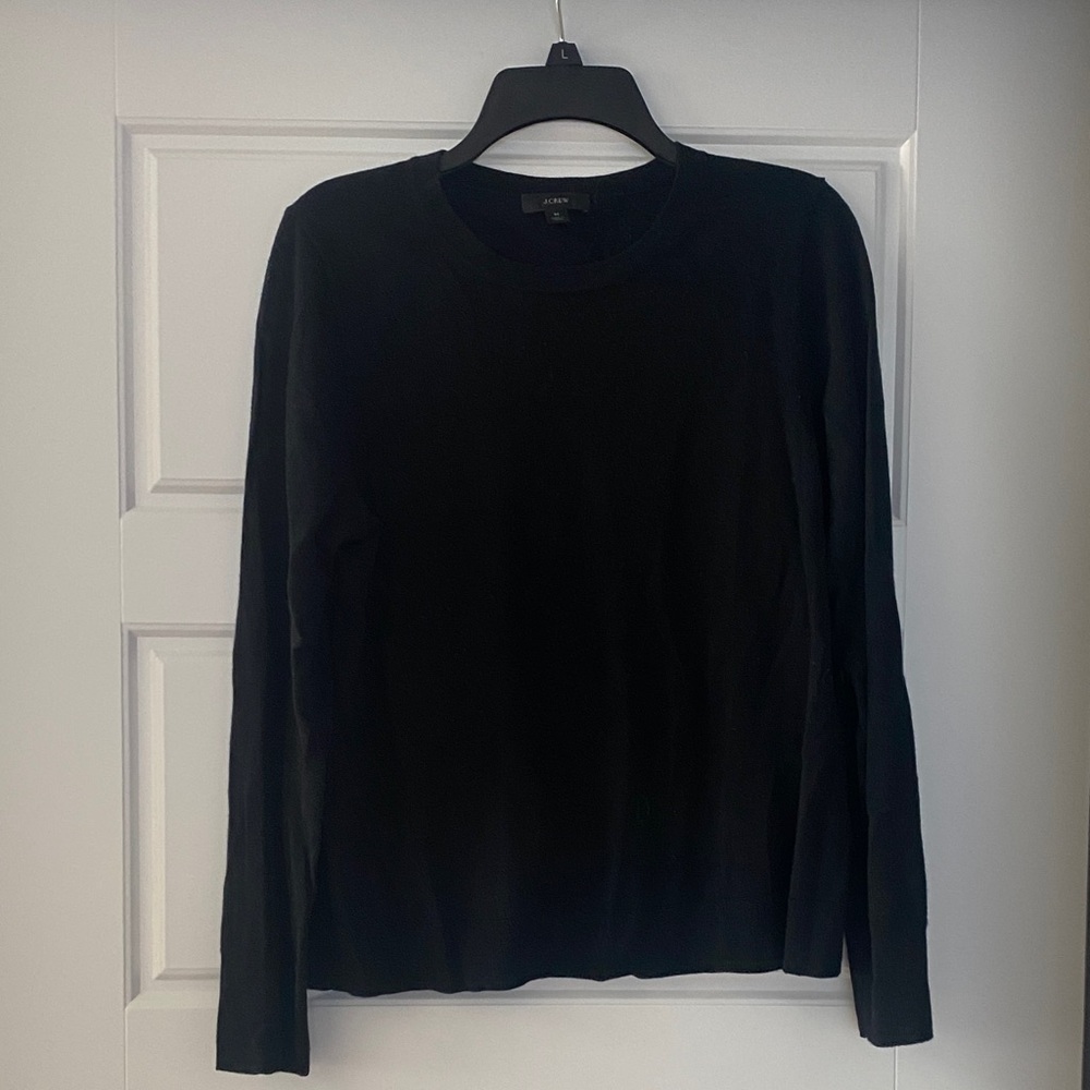 Black Long Sleeve Merino Wool Sweater